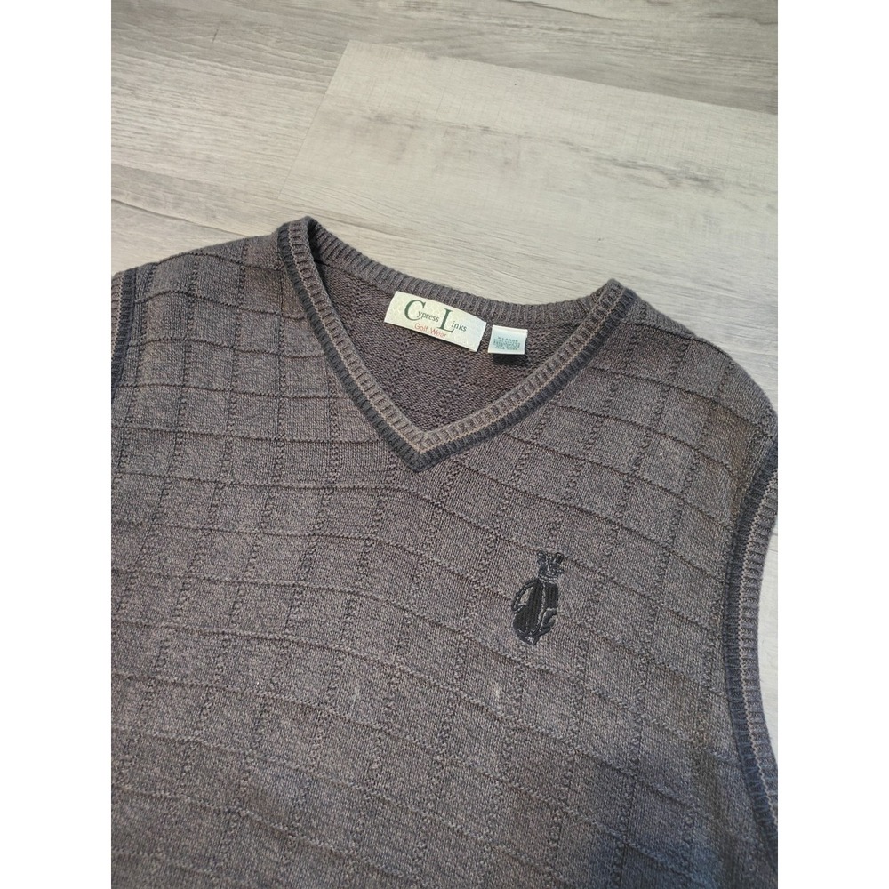VTG Cypress Links‎ Sweater Vest Golf Brown XL Made USA KNIT